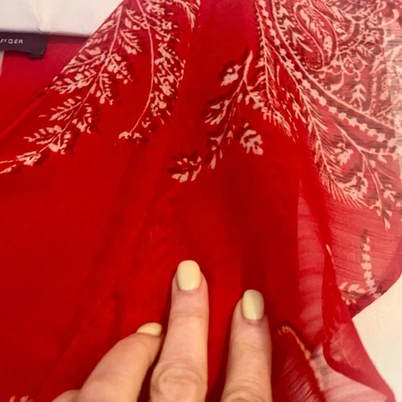Tommy Hilfiger sleeveless red paisley summer dress size 12. EUC - Picture 6 of 7